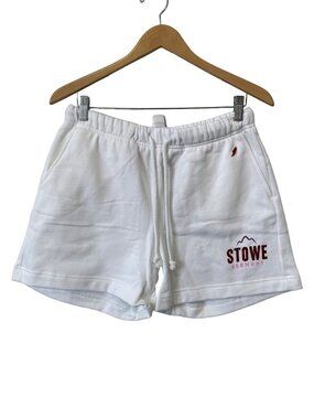 League 91 Shorts Medium Stowe Vermont Academy White Cotton Athleisure Lounge NEW